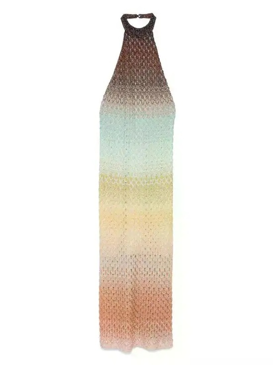 Missoni Dresses & Skirts - Missoni Ombre Metallic Gradient Knit Halter Dress in Brown, Mint, Yellow, Peach